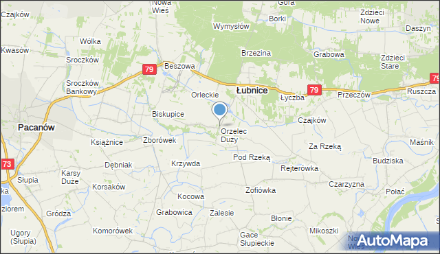 mapa Orzelec Duży, Orzelec Duży na mapie Targeo